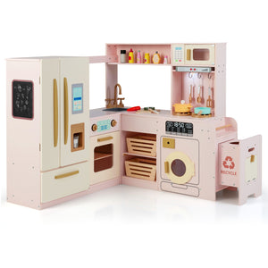 Corner Play Kitchen with Lights and Sounds for Ages 3+ - Realistic
