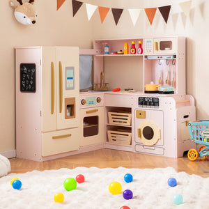 Corner Play Kitchen with Lights and Sounds for Ages 3+ - Realistic