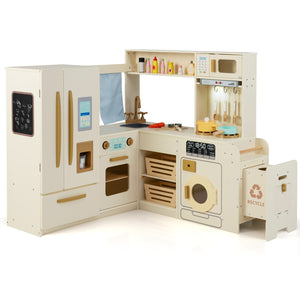 Corner Play Kitchen with Lights and Sounds for Ages 3+ - Realistic