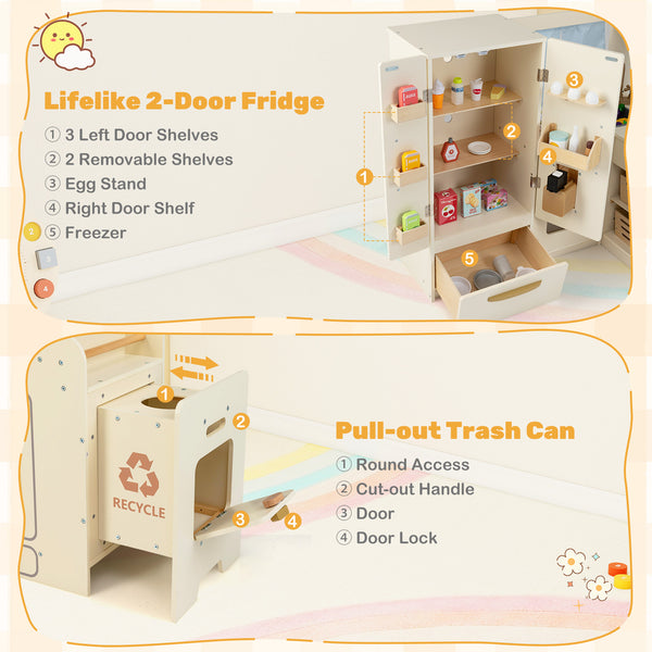 Corner Play Kitchen with Lights and Sounds for Ages 3+ - Realistic