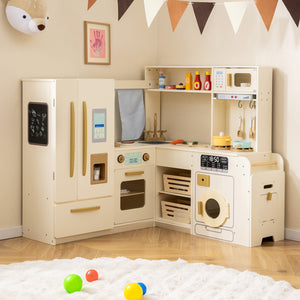 Corner Play Kitchen with Lights and Sounds for Ages 3+ - Realistic