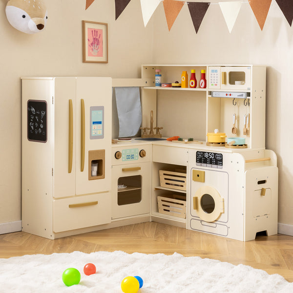 Corner Play Kitchen with Lights and Sounds for Ages 3+ - Realistic