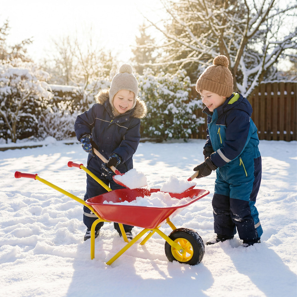 Kids Wheelbarrow with All-Terrain Wheels-Red