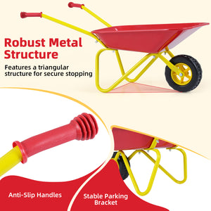 Kids Wheelbarrow with All-Terrain Wheels-Red