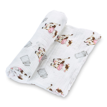 The Cow Goes MOO Farm Baby Muslin Swaddle Blanket - MOOGCO Baby
