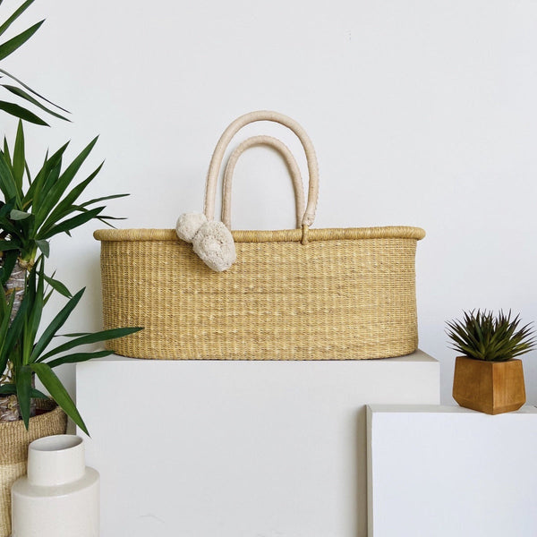 Cream Handle No Hood Moses Basket