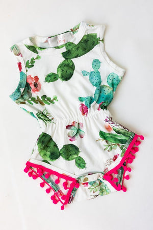 Cute Cactus Pom Pom Romper
