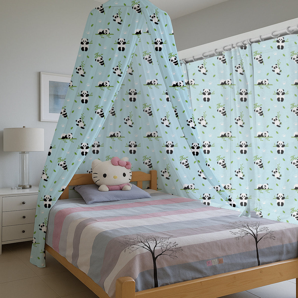 Cute Panda with Bamboo Tree Printed Canopy