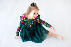 Long Sleeve Tulle Dress - Moody Flowers