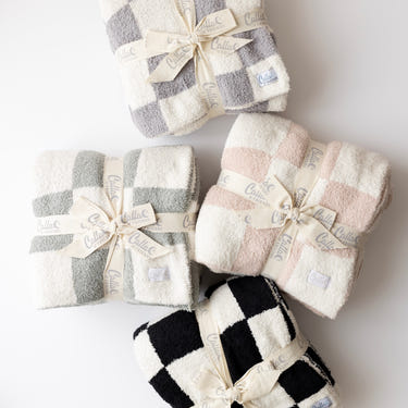 Calla and Friends Bliss Blanket checkered black cloud gray fawn