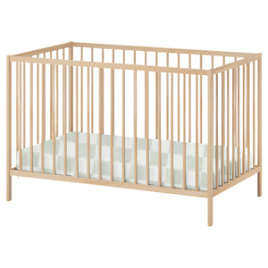 Leaf Green & White Checkered Crib Sheet