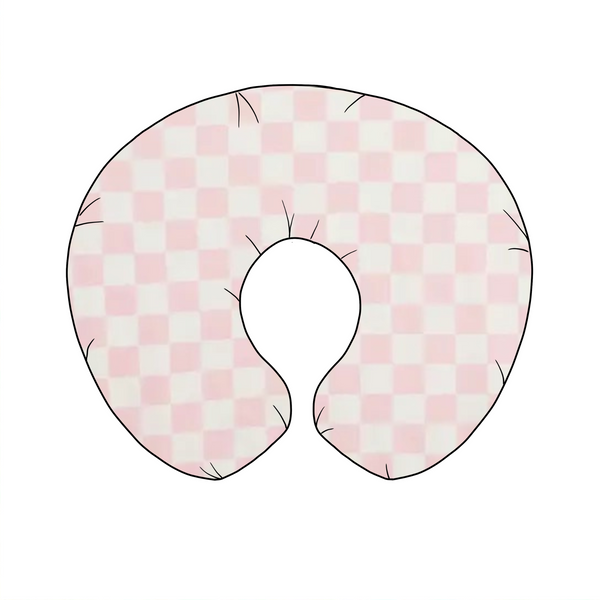 Sugar Pink & White Checkered Nursing Pillow Cover