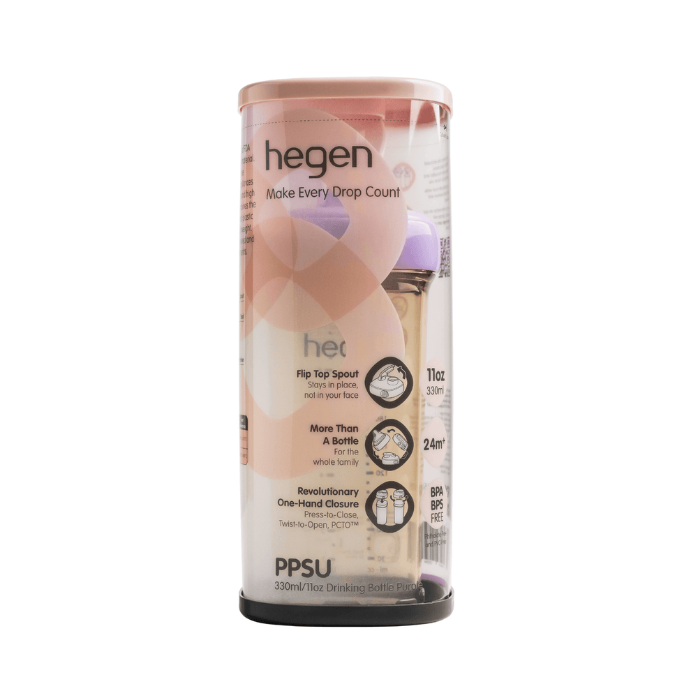 Hegen PCTO™ 330ml Purple Drinking Bottle for babies 24 months+, made from durable PPSU material.