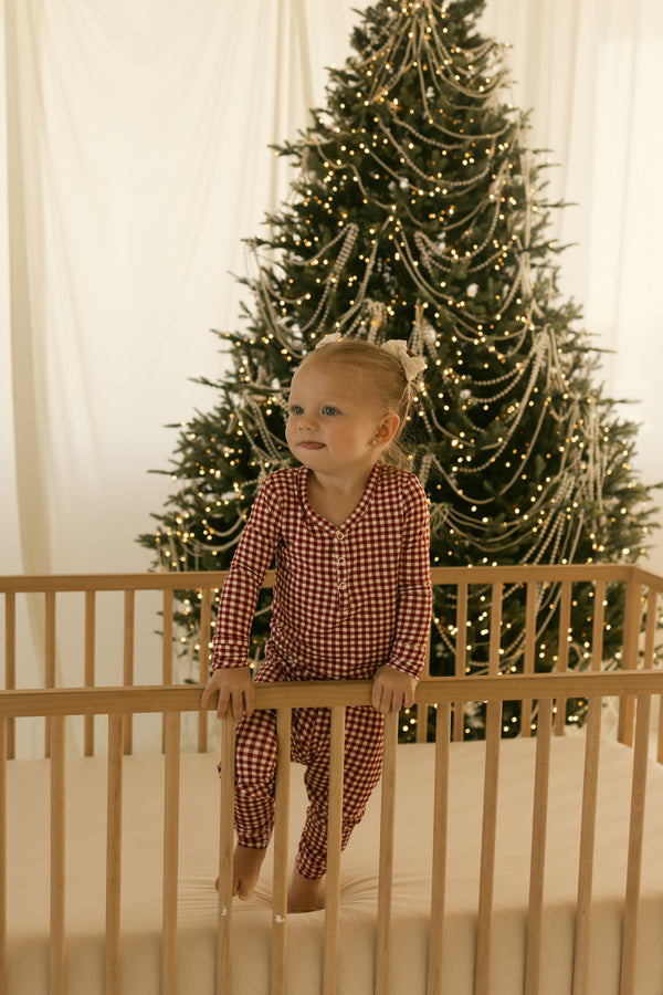 Bamboo Two Piece Pajamas | Red Gingham