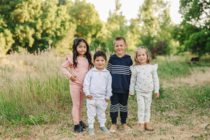 Navy Stripes Hooded French Terry Set