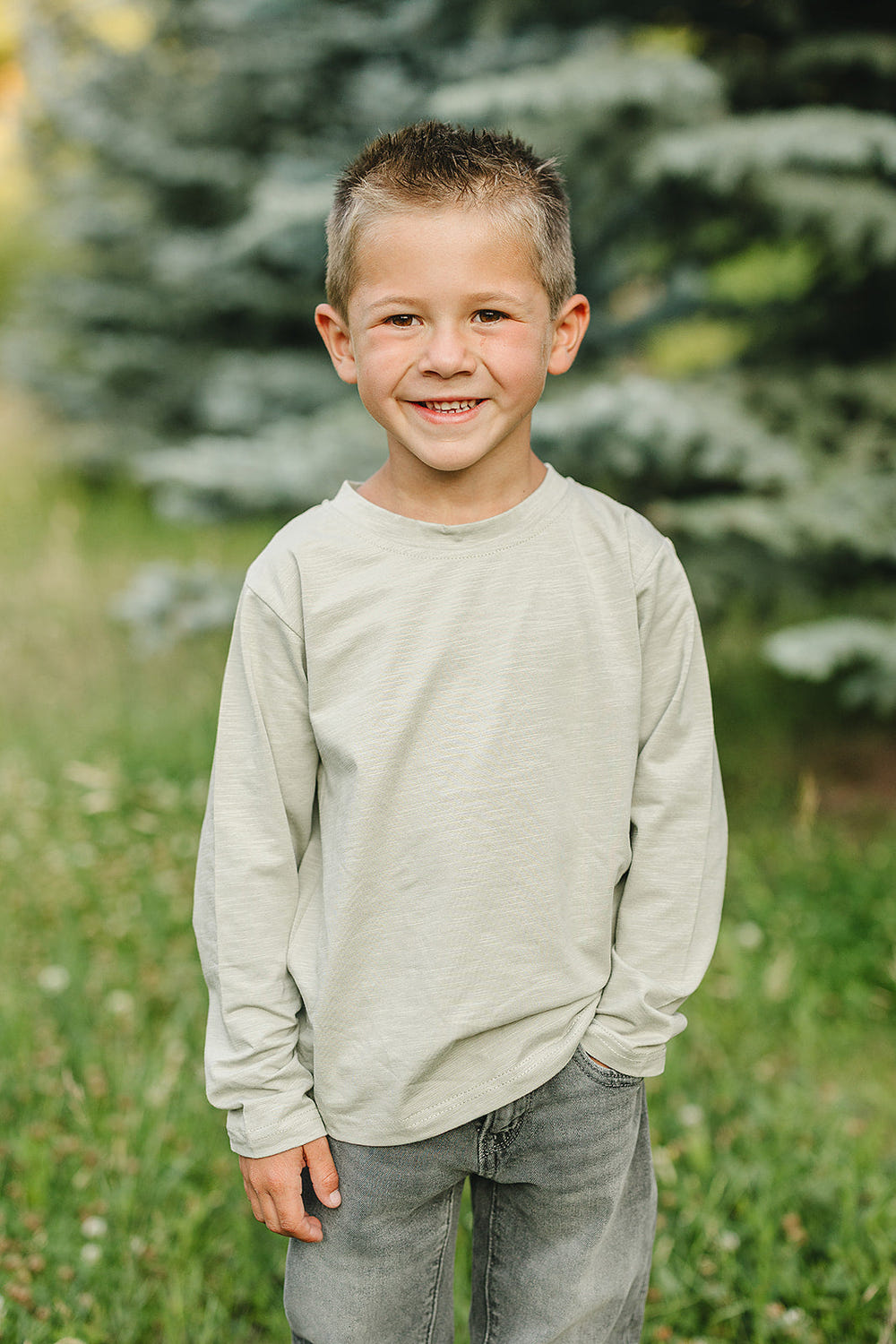 Sage long sleeve cotton tee for babies, perfect for nursery decor and comfortable everyday wear.