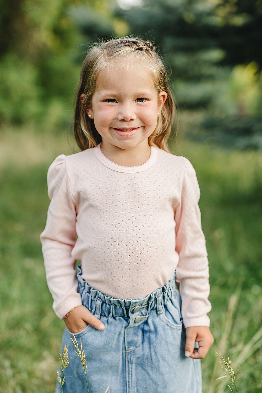 Pink Pointelle Long Sleeve Tee for babies, soft and stylish top perfect for everyday wear.