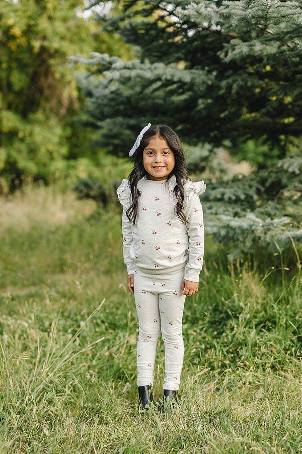 Cherry Ruffle French Terry Set