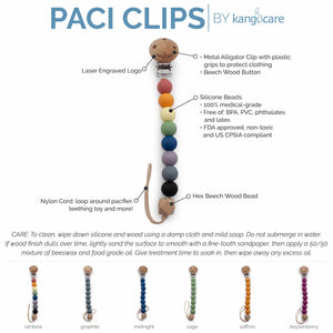 Kanga Care Silicone & Wood Paci Clip - Boysenberry