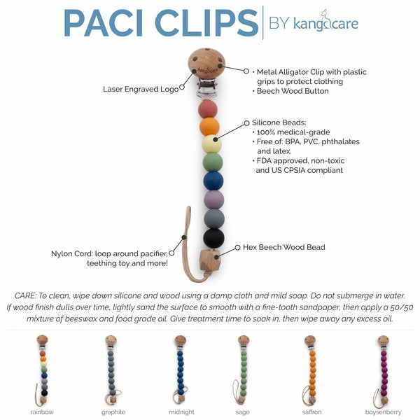 Kanga Care Silicone & Wood Paci Clip - Boysenberry