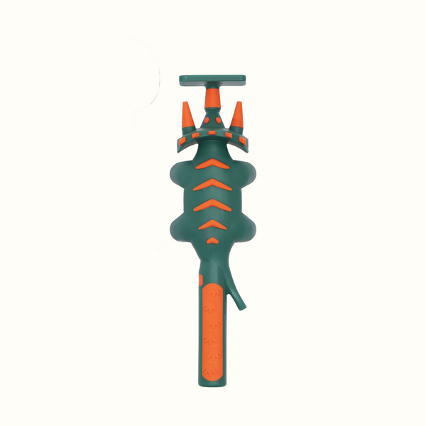 Set of 3 baby utensils in vibrant colors for toddler tableware, angled view showcasing ergonomic design.