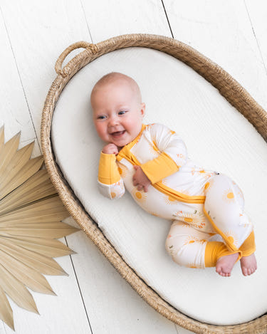 You Are My Sunshine Zipper Lounger for babies in soft, cozy fabric, perfect for lounging and playtime.
