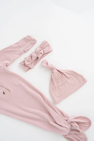 Baby Gowns, Newborn Gowns, Infant Gowns - Newborn Girl Clothes - Dusty Rose - MOOGCO Baby