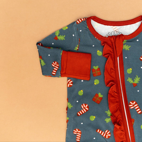 Holiday Bamboo Ruffled Onesie