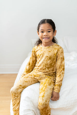 Mustard Tie-Dye 2-Piece Pajama Set