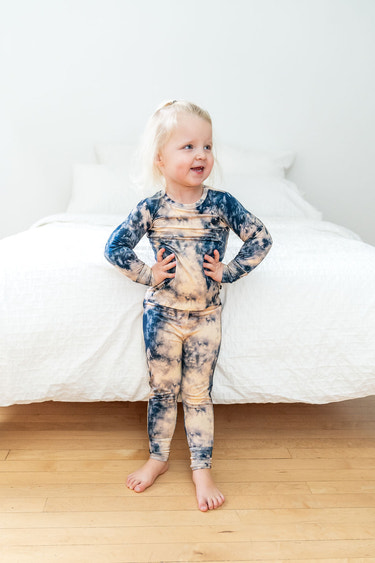 Blue Tie-Dye 2-Piece Pajama Set