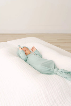 Knotted Baby Gown & Hat Set - Mint (Newborn-3 months) - MOOGCO Baby