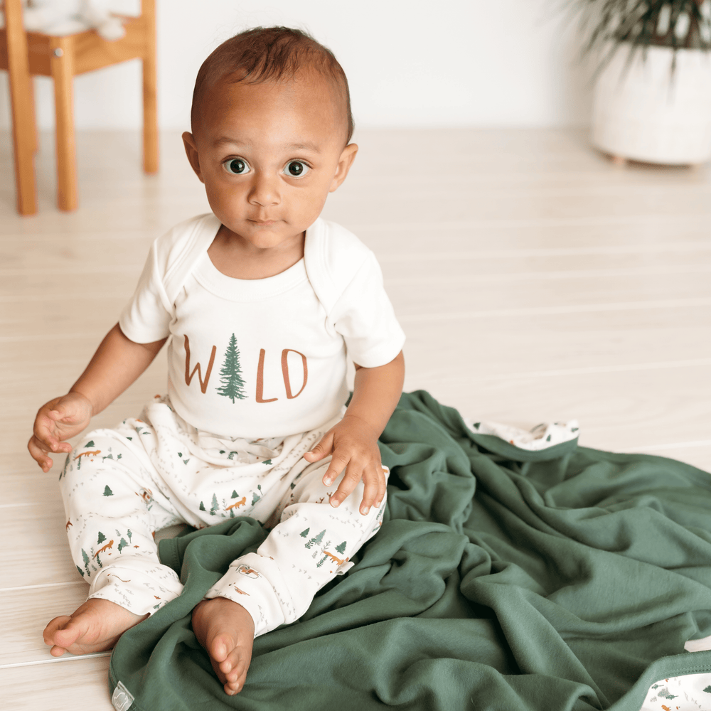 Wild graphic short sleeve bodysuit for babies, perfect for playful and stylish outfits.