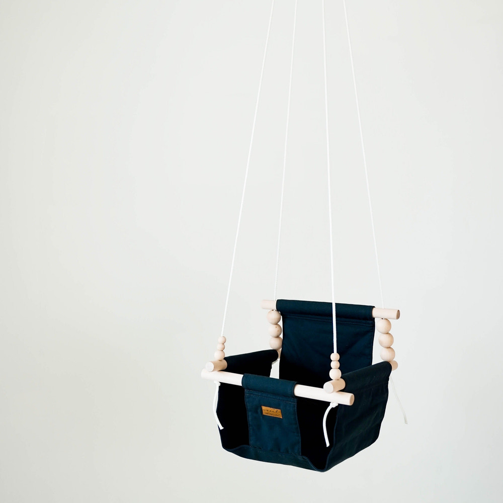 Indoor Cotton High Back Baby Swing-Peppercorn