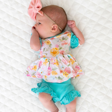 Kayelee Floral Bamboo Peplum + Bummie Set