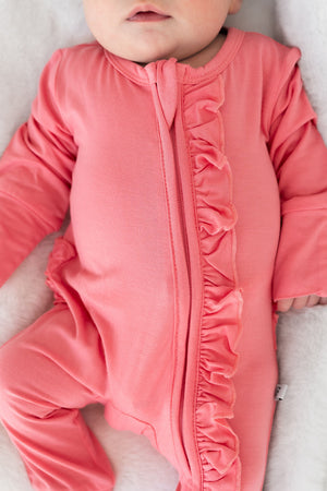 Blossom Solid Bamboo Ruffle Convertible Footie