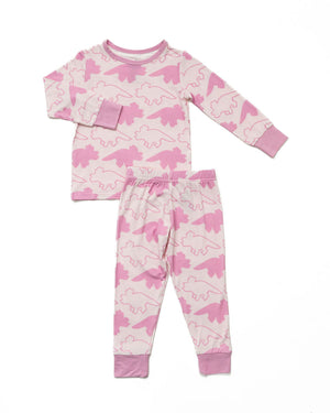 Dinosaur Pink Long Sleeve Bamboo Sleep Set
