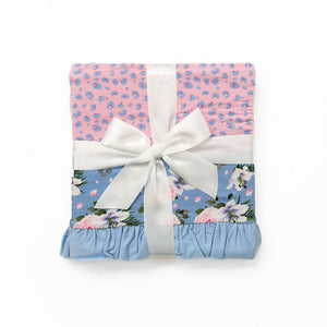 Lillian Floral Bamboo Ruffle Stroller Blanket