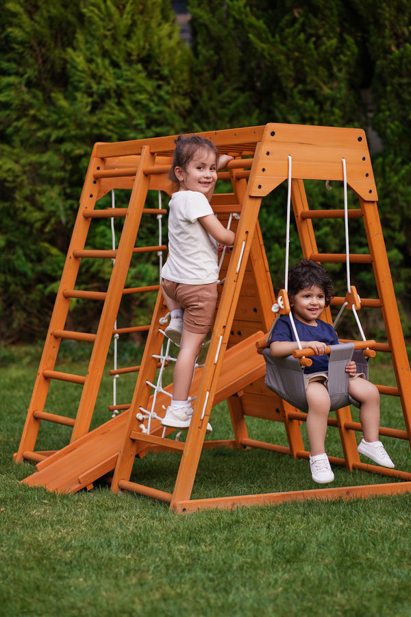 Magnolia 7-in-1 Real Wood Playset | Indoor & Outdoor Climbing Gym for Kids