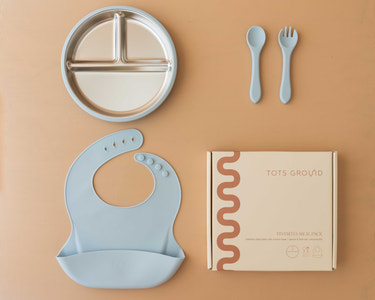 Stainless Steel Baby Feeding Set 6+ Months - Baby Blue