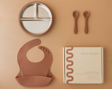 Stainless Steel Baby Feeding Set 6+ Months - Mocha Mousse