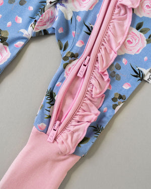 Lillian Floral Bamboo Ruffle Convertible Footie (2T-4T)