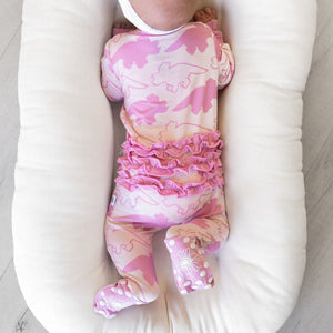 Dinosaur Pink Bamboo Onesie