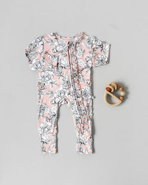 Allie Floral Bamboo Ruffle Convertible Footie