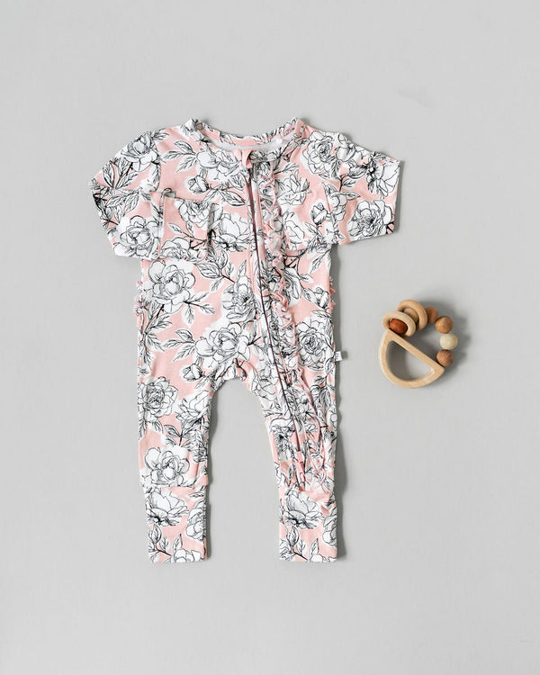 Allie Floral Bamboo Ruffle Convertible Footie (2T-4T)