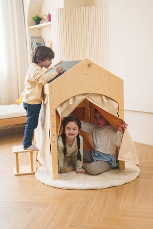 Ash Tent & Desk Set for kids, featuring a playful design and sturdy construction, perfect for imaginative play.