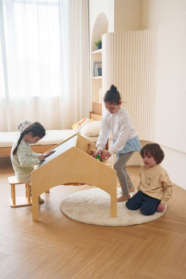 Ash Tent & Desk Set for kids, featuring a stylish design and playful colors, perfect for imaginative play and study.