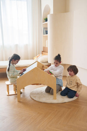 Ash Tent & Desk Set for kids, featuring a playful design and sturdy construction, perfect for imaginative play and study.