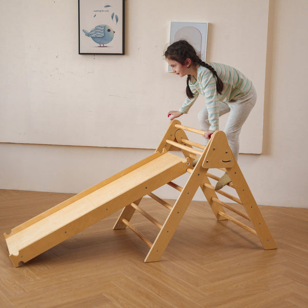 Bazel 6-in-1 Pikler Climber Set | Wooden Triangle, Rocker Arch & Slide for Toddlers