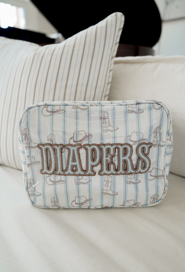 Diapers XL - Western Blues Clear Coat Bag