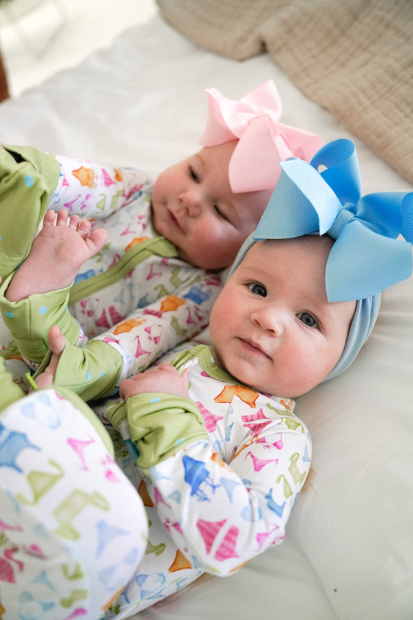 Bamboo Sleeper Bikinis for babies, soft and cozy pajamas, angle view showcasing design and comfort.